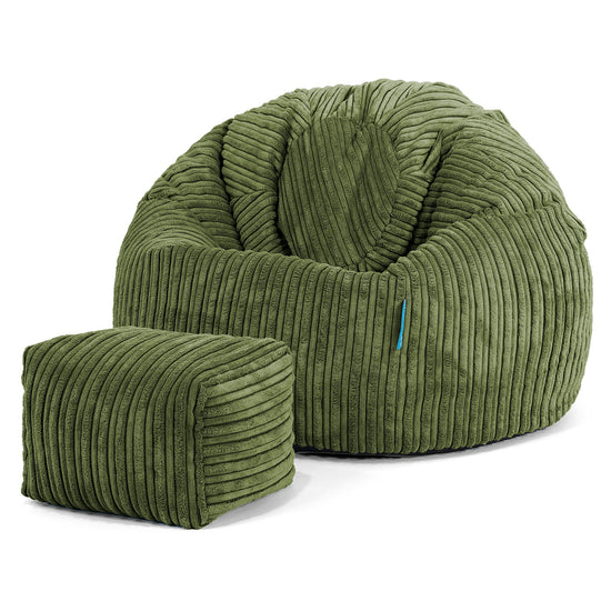 Poltrona Sacco 'Classico' per Bambini 1-5 anni - Velluto a Coste Verde Foresta 02