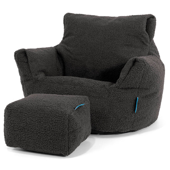 Poltrona Sacco Per Bambini Piccolo 1-3 anni - Bouclé Grafite 02