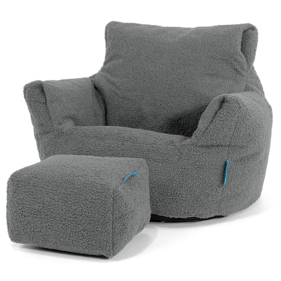 Poltrona Sacco Per Bambini Piccolo 1-3 anni - Bouclé Grigio 02