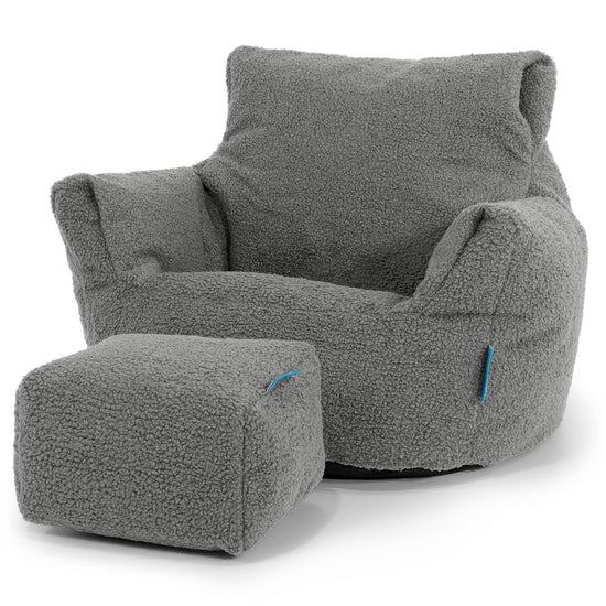 Poltrona Sacco Per Bambini Piccolo 1-3 anni - Bouclé Grigio 02