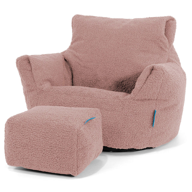 Poltrona Sacco Per Bambini Piccolo 1-3 anni - Bouclé Rosa 02