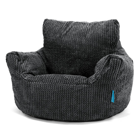 Poltrona Sacco Per Bambini Piccolo 1-3 anni - Velluto a Coste Effetto Waffle Nero 01