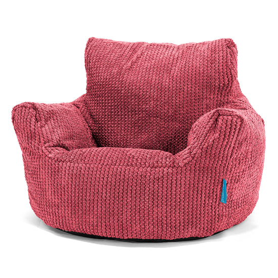 Poltrona Sacco Per Bambini Piccolo 1-3 anni - Velluto a Coste Effetto Waffle Rosso pastello 01