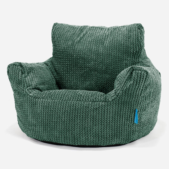Poltrona Sacco Per Bambini Piccolo 1-3 anni - Velluto a Coste Effetto Waffle Verde Muschio 01