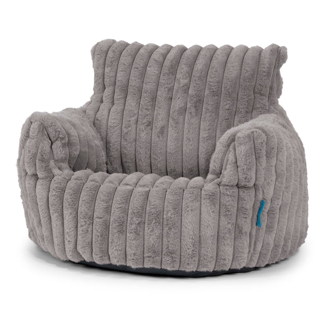 Poltrona Sacco Per Bambini Piccolo 1-3 anni - Velluto Felpato Ultra Morbido Grigio 01