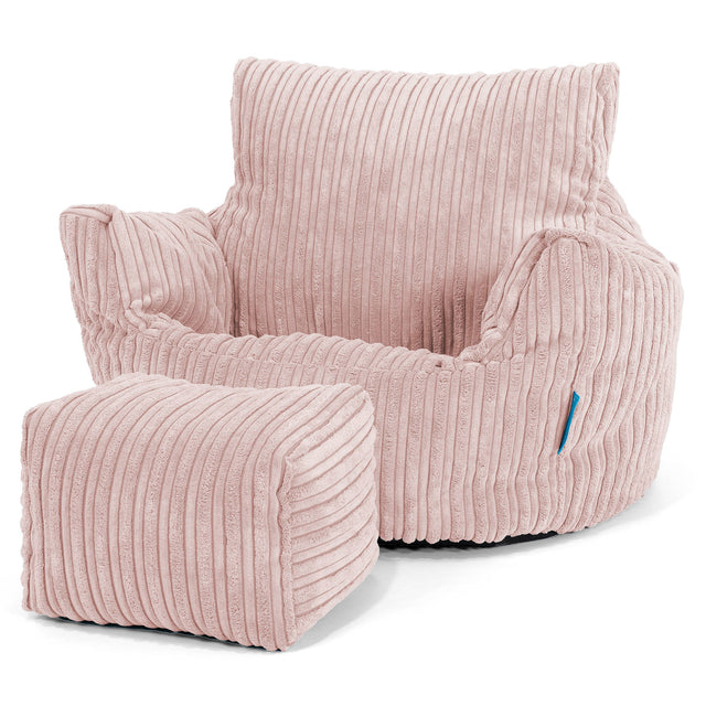Poltrona Sacco Per Bambini Piccolo 1-3 anni - Velluto a Coste Rosa Cipria 02