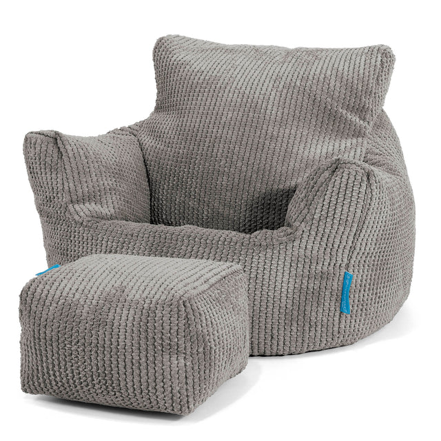Poltrona Sacco Per Bambini Piccolo 1-3 anni - Pompon Carbone Grigio 02