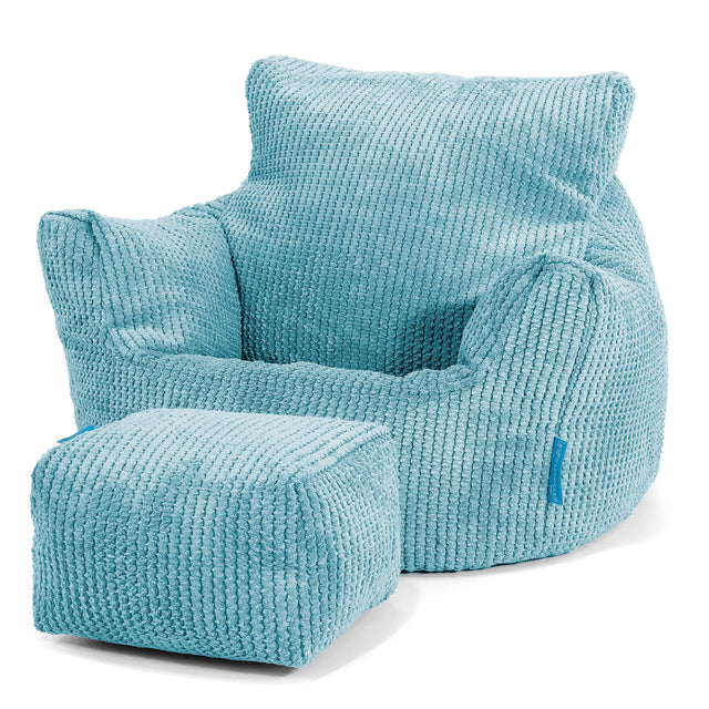 Poltrona Sacco Per Bambini Piccolo 1-3 anni - Pompon Egeo Blu 02