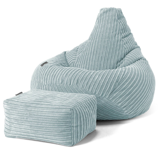 Poltrona Sacco Pouf 'Gioco' - Velluto a Coste Verde Menta 01