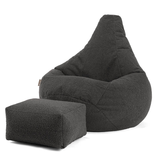 Poltrona Sacco Pouf 'Gioco' - Bouclé Grafite 01