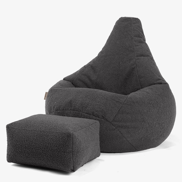 Poltrona Sacco Pouf 'Gioco' - Bouclé Grafite 01