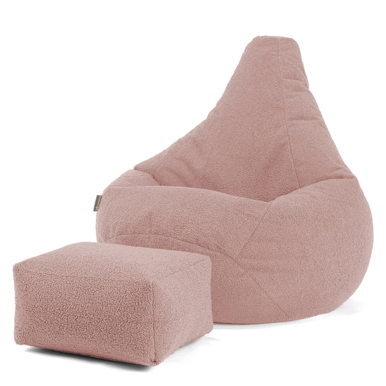 Poltrona Sacco Pouf 'Gioco' - Bouclé Rosa 01