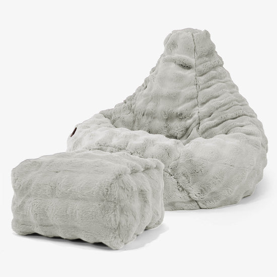 Poltrona Sacco Pouf 'Gioco' - Pelliccia Sintetica a Bolle Verde Salvia 01
