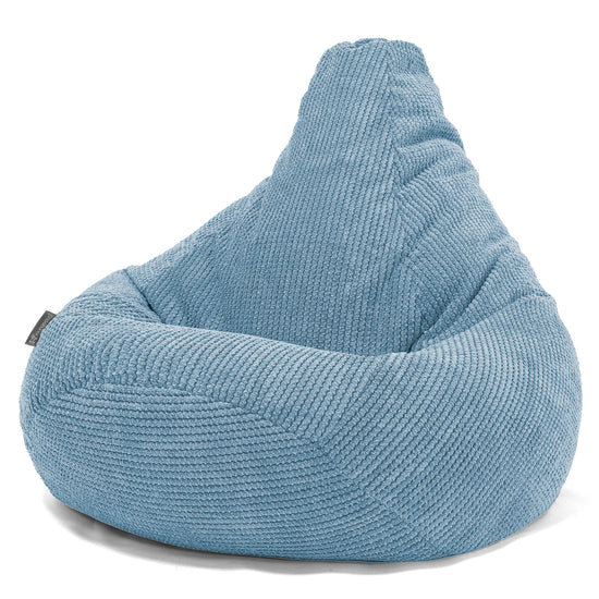 Poltrona Sacco Pouf 'Gioco' - Velluto a Coste Effetto Waffle Cielo 02