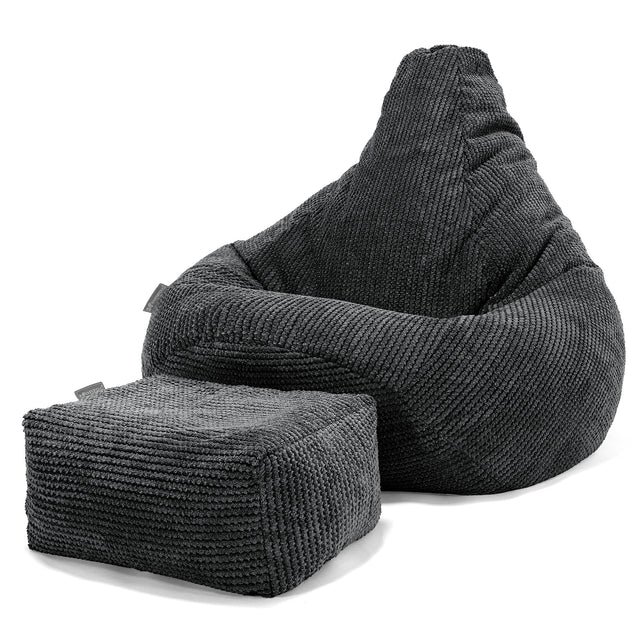 Poltrona Sacco Pouf 'Gioco' - Pompon Nero 01