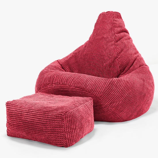 Poltrona Sacco Pouf 'Gioco' - Pompon Rosso pastello 01