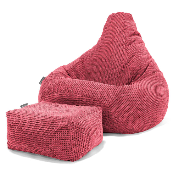 Poltrona Sacco Pouf 'Gioco' - Pompon Rosso pastello 01