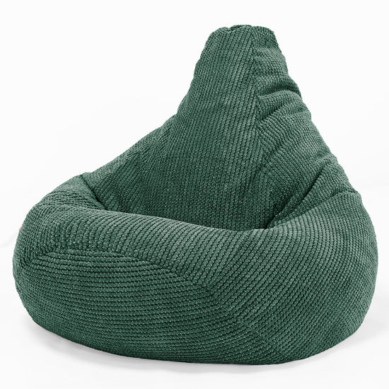 Poltrona Sacco Pouf 'Gioco' - Velluto a Coste Effetto Waffle Verde Muschio 02