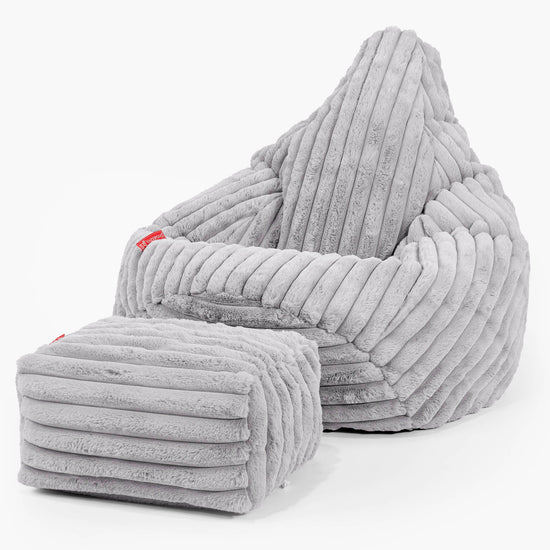 Poltrona Sacco Pouf 'Gioco' - Velluto Felpato Ultra Morbido Grigio1