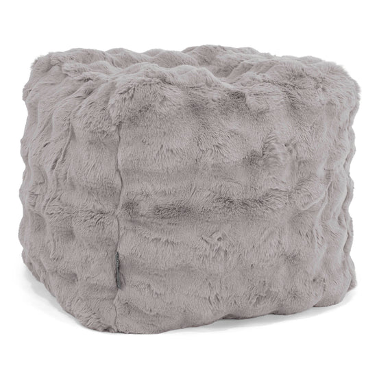 Pouf Cubo Poggiapiedi - Pelliccia Sintetica a Bolle Grigio 01