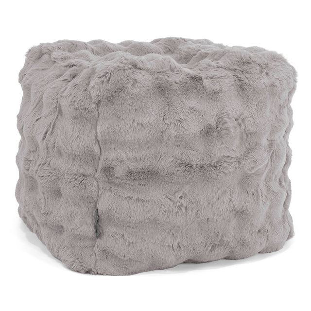 Pouf Cubo Poggiapiedi - Pelliccia Sintetica a Bolle Grigio 01