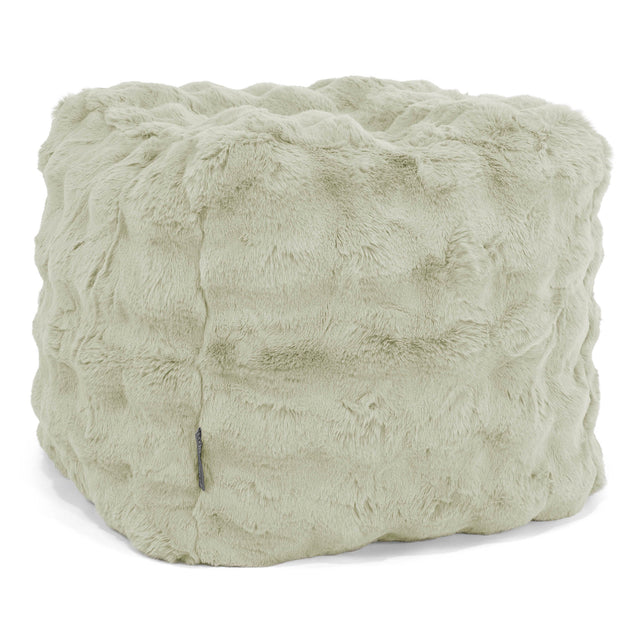 Pouf Cubo Poggiapiedi - Pelliccia Sintetica a Bolle Verde Salvia 01