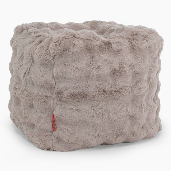 Pouf Cubo Poggiapiedi - Pelliccia Sintetica a Bolle Visone 01