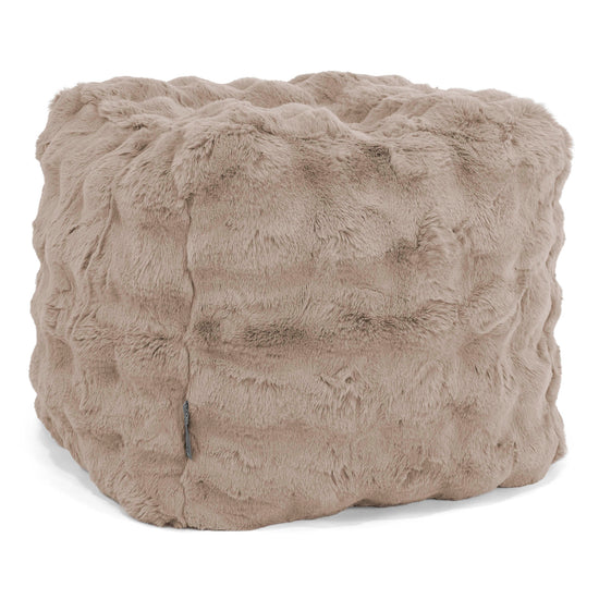 Pouf Cubo Poggiapiedi - Pelliccia Sintetica a Bolle Visone 01