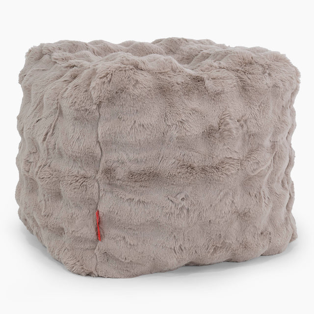Pouf Cubo Poggiapiedi - Pelliccia Sintetica a Bolle Visone 01