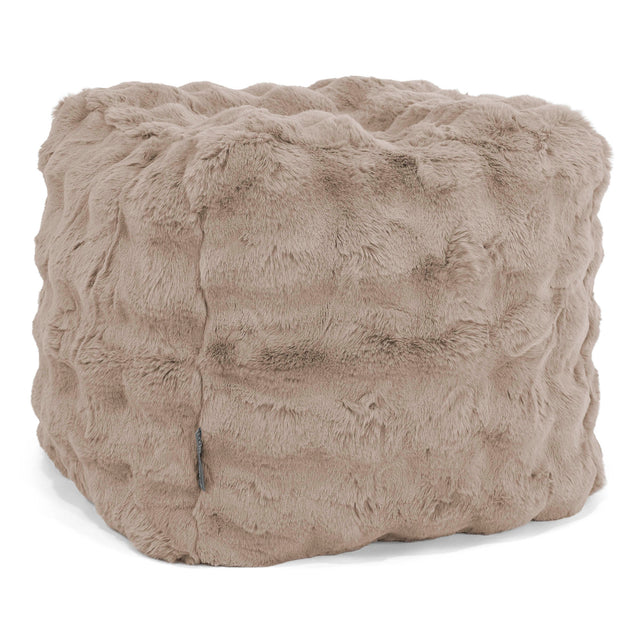 Pouf Cubo Poggiapiedi - Pelliccia Sintetica a Bolle Visone 01