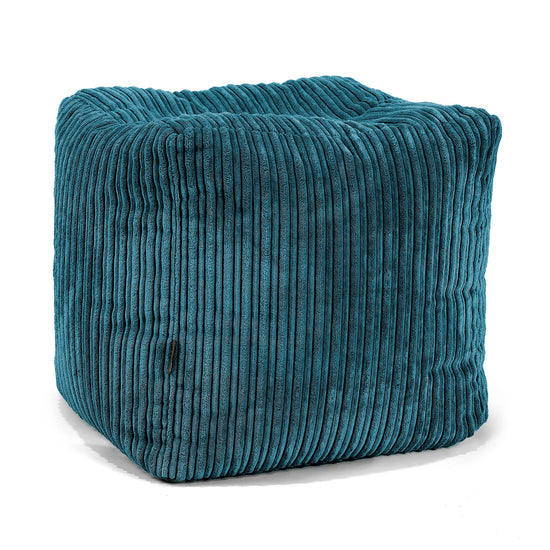 Pouf Cubo Poggiapiedi - Velluto a Coste Tiglio 01