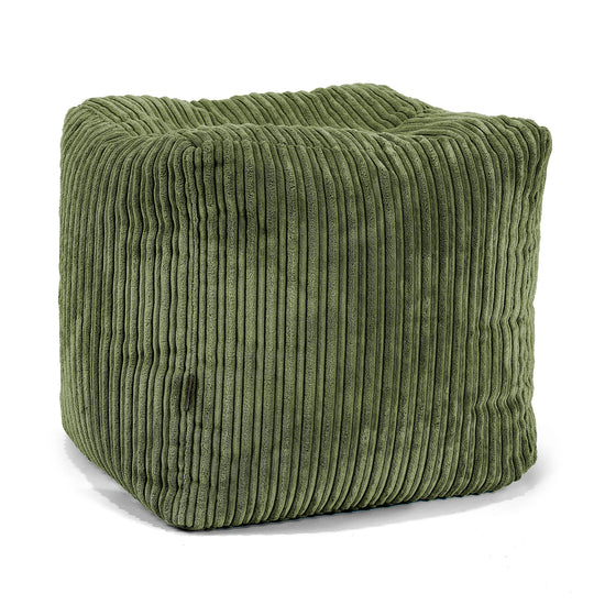 Pouf Cubo Poggiapiedi - Velluto a Coste Verde Foresta 01