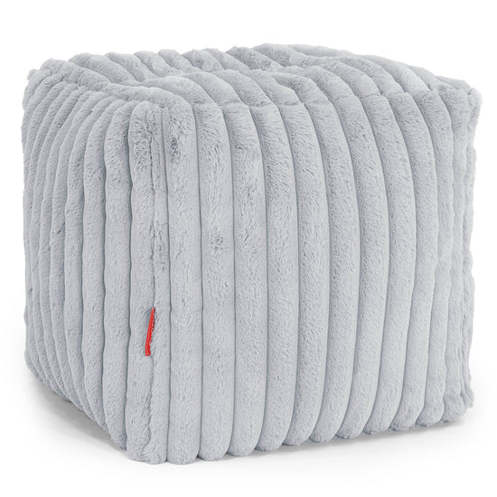 Pouf Cubo Poggiapiedi - Velluto Felpato Ultra Morbido Azzurro Uovo di Anatra1