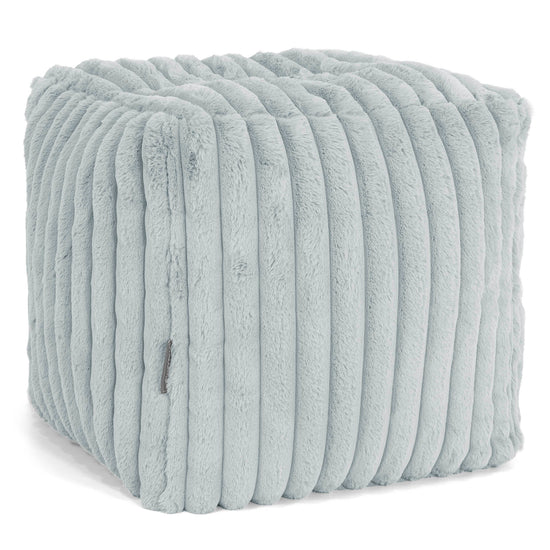 Pouf Cubo Poggiapiedi - Velluto Felpato Ultra Morbido Azzurro Uovo di Anatra1