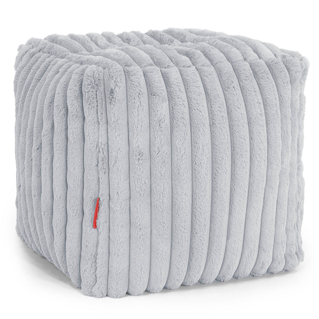 Pouf Cubo Poggiapiedi - Velluto Felpato Ultra Morbido Azzurro Uovo di Anatra1
