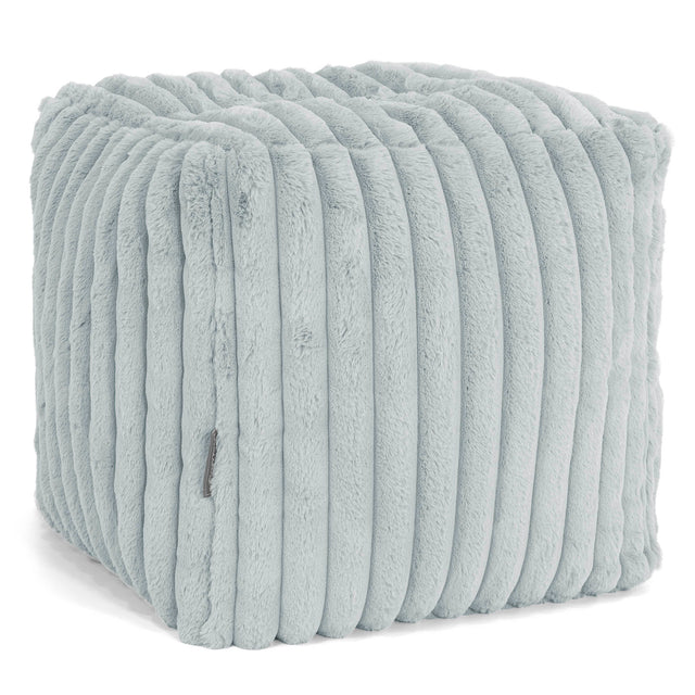 Pouf Cubo Poggiapiedi - Velluto Felpato Ultra Morbido Azzurro Uovo di Anatra1