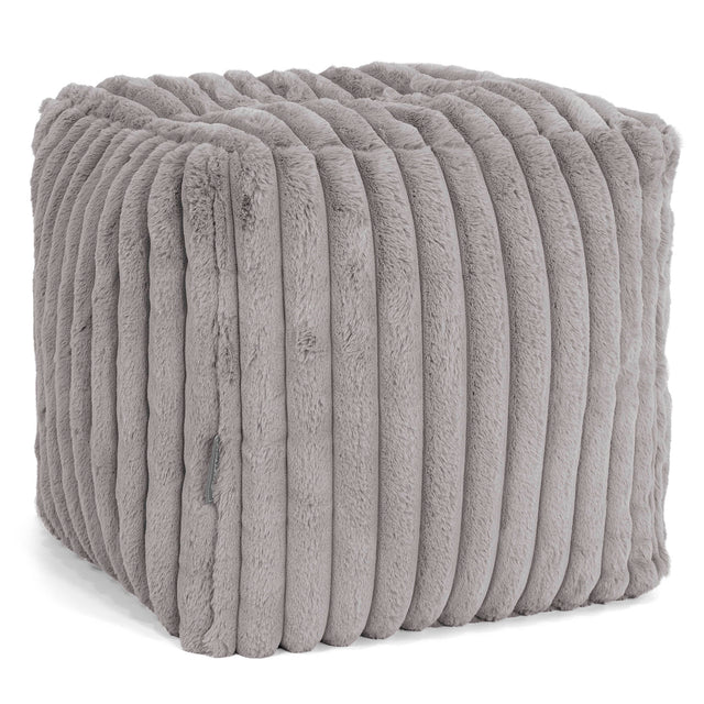 Pouf Cubo Poggiapiedi - Velluto Felpato Ultra Morbido Grigio1
