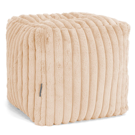 Pouf Cubo Poggiapiedi - Velluto Felpato Ultra Morbido Pesca1