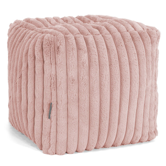 Pouf Cubo Poggiapiedi - Velluto Felpato Ultra Morbido Rosa Antico1