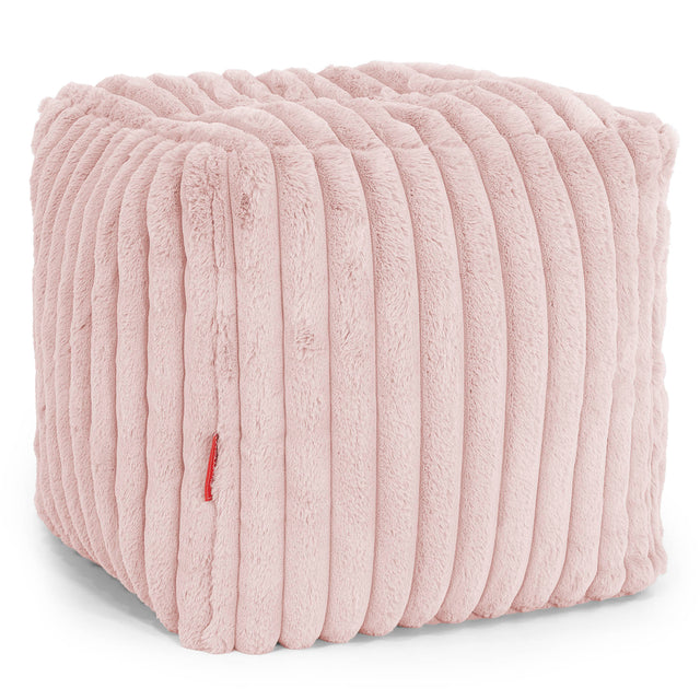 Pouf Cubo Poggiapiedi - Velluto Felpato Ultra Morbido Rosa Antico1
