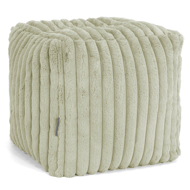 Pouf Cubo Poggiapiedi - Velluto Felpato Ultra Morbido Verde Salvia1