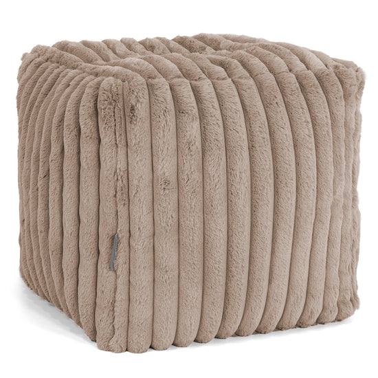 Pouf Cubo Poggiapiedi - Velluto Felpato Ultra Morbido Visone1
