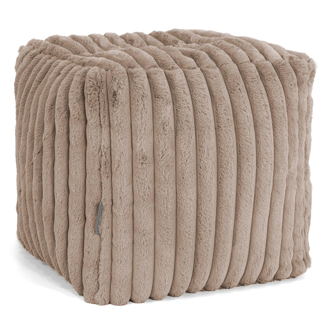 Pouf Cubo Poggiapiedi - Velluto Felpato Ultra Morbido Visone1