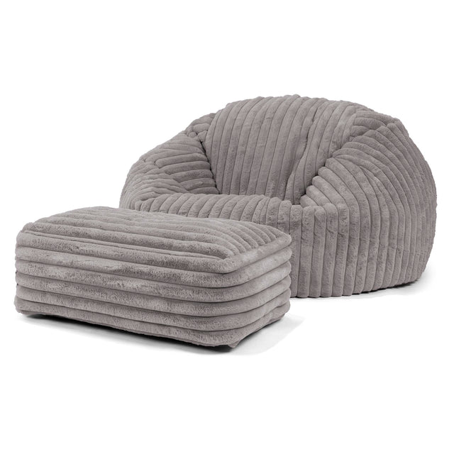 Pouf Divano 'Classico' - Velluto Felpato Ultra Morbido Grigio 02