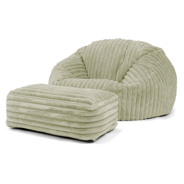 Pouf Divano 'Classico' - Velluto Felpato Ultra Morbido Verde Salvia 02
