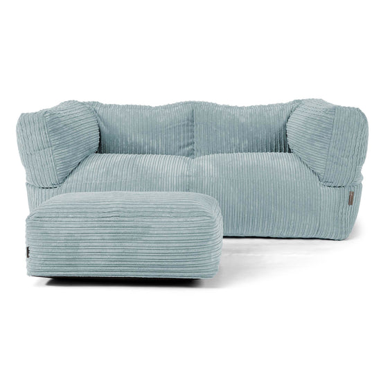 Albert Pouf Divano 2 posti - Velluto a Coste Verde Menta 02