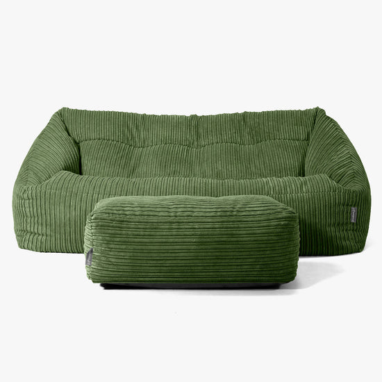 Pouf Divano Maya - Velluto a Coste Verde Foresta 02