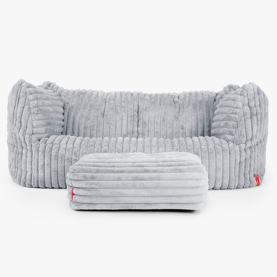 Pouf Divano Ruben - Velluto Felpato Ultra Morbido Azzurro Uovo di Anatra2