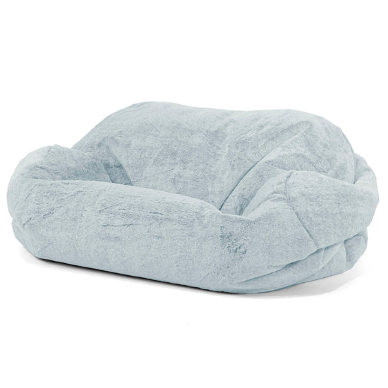 Pouf Divano Sabine - Eco-pelliccia di Coniglio Azzurro Polvere 01