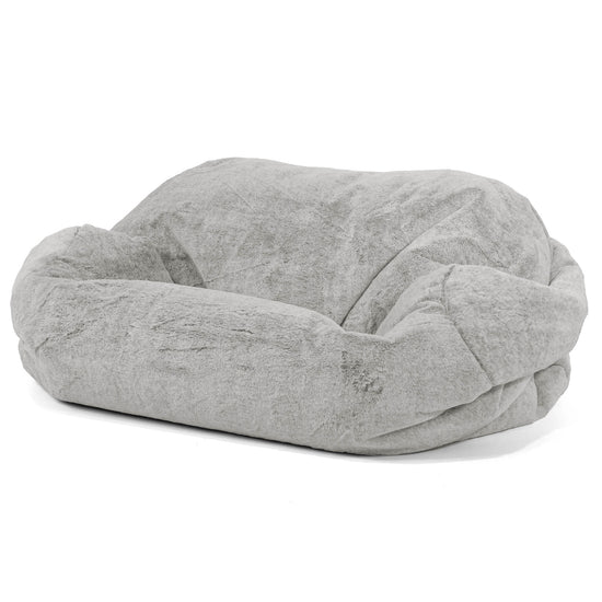 Pouf Divano Sabine - Eco-pelliccia di Coniglio Grigio Chiaro 01